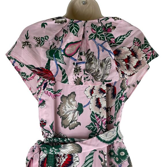 Tory Burch Adelia Floral Printed Wrap Midi Dress Pink Size 2 - Picture 9 of 15